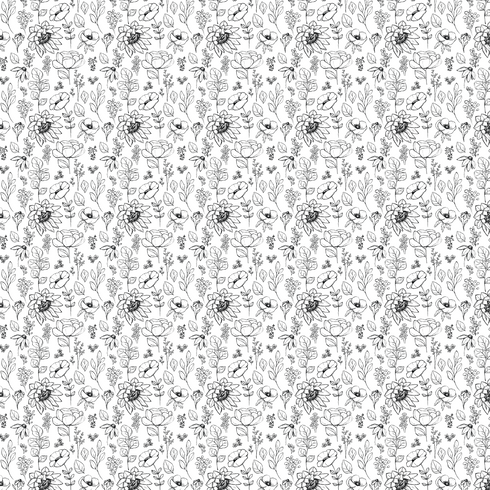 1028 - Pencil Sketched Flowers