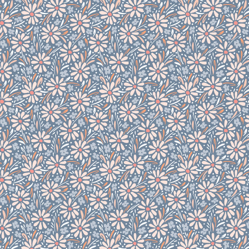 1137 - Just Peachy Daisies on Slate Blue