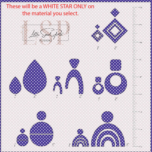 1155 - White Stars on MATERIAL OF YOUR CHOICE