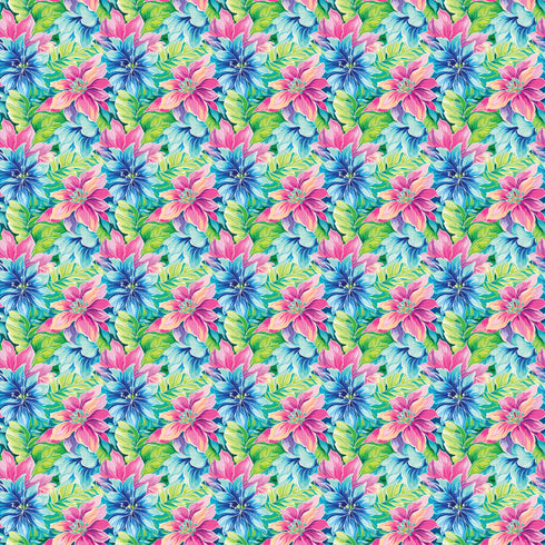 0217 - Tropical Blue and Pink Florals