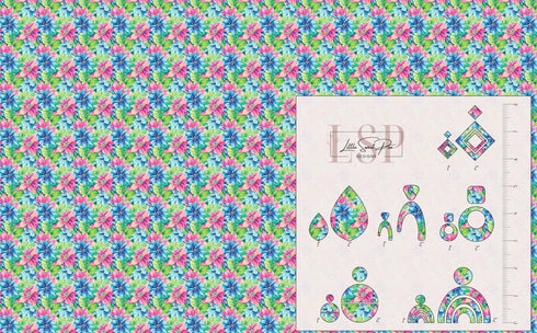 0217 - Tropical Blue and Pink Florals