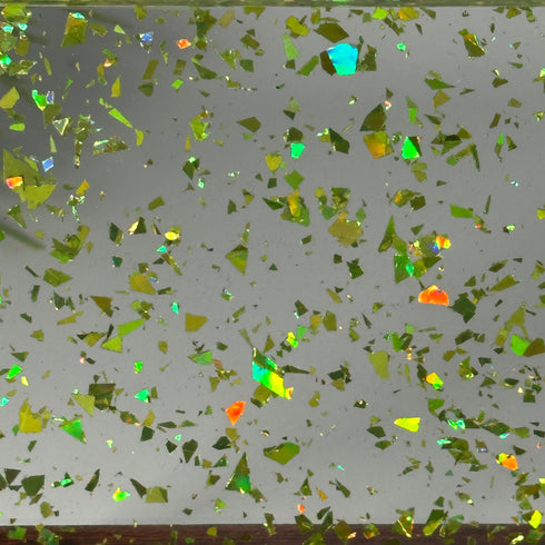 Lime Green Glitter Flakes - 1/8" Clear Cast Acrylic Sheet