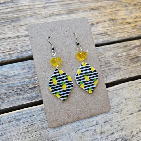 3125 - Lemons on Black and White Stripes