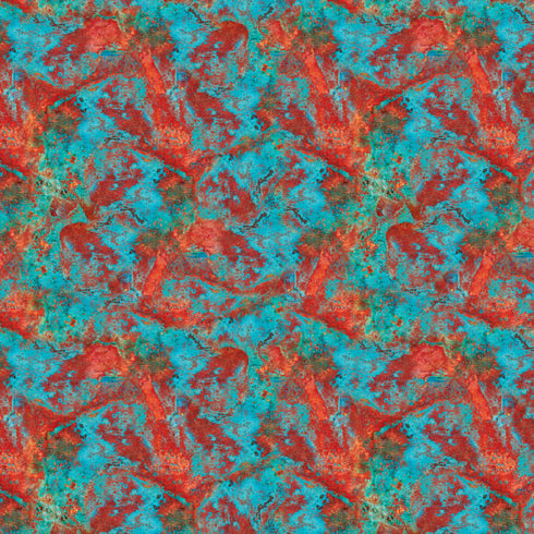 3157 - Turquoise and Rust Abstract