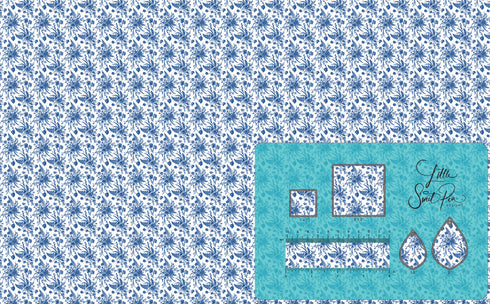 3166 - Blue and White Simple Flowers