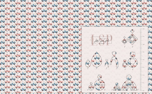 0348 - Pink and Blue Pickup Trucks