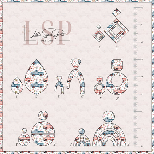 0348 - Pink and Blue Pickup Trucks