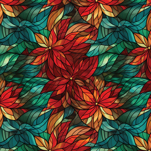 0358 - Poinsettia Stainglass