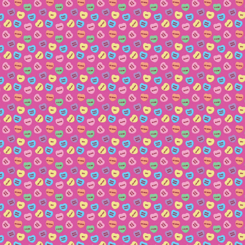 4077 - Tiny Candy Hearts with Pink Background