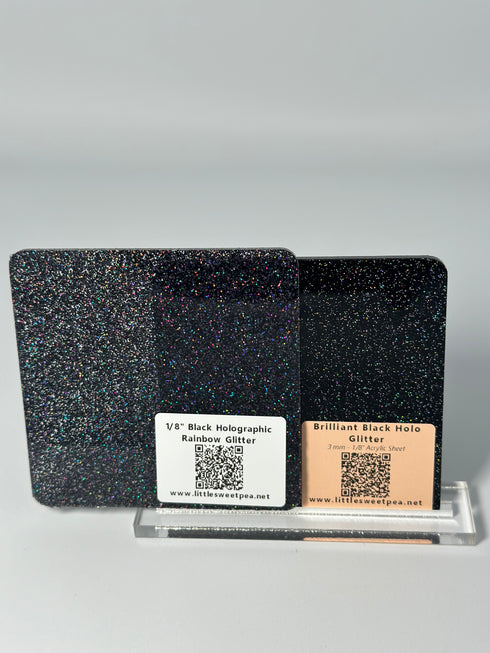 Brilliant Black Holographic Rainbow Glitter - 1/8" Acrylic Sheet