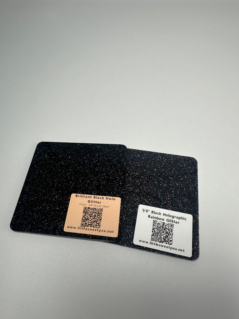 Brilliant Black Holographic Rainbow Glitter - 1/8" Acrylic Sheet