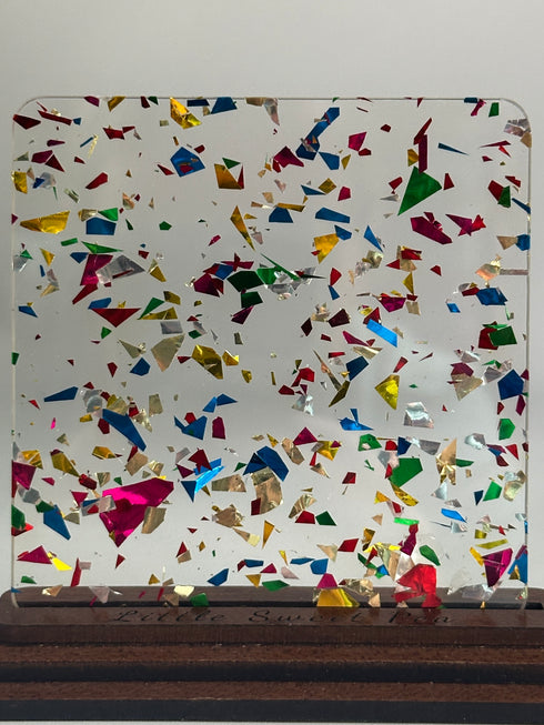 Birthday Party Flakes - 1/8" Clear Cast Acrylic Sheet