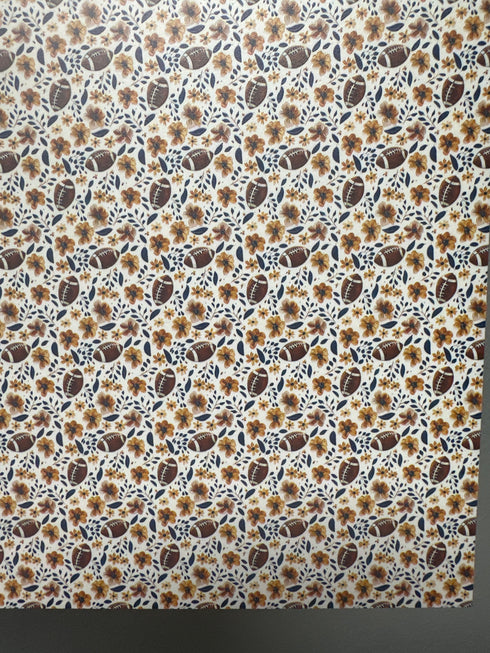 Scratch and Dent:Footballs and Flowers on White - Single Sided