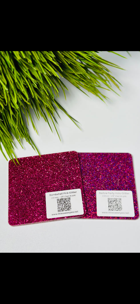 Bombshell Pink Glitter - 1/8" Acrylic Sheet