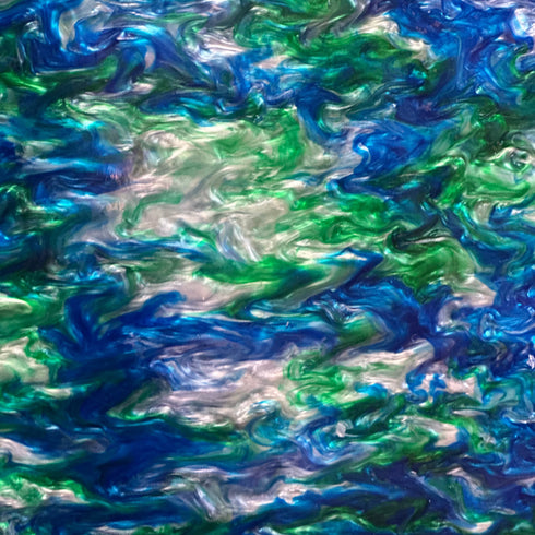 Blue Cyan/Lime Green Ripple - 1/8" Cast Acrylic Sheet