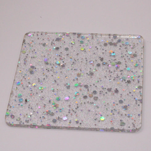 Scratch & Dent: Chunky Disco Diva Silver Glitter - 1/8" Acrylic Sheet