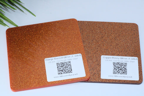 Orange Dusted Glitter - Single Sided - 1/8" Cast Acrylic Sheet