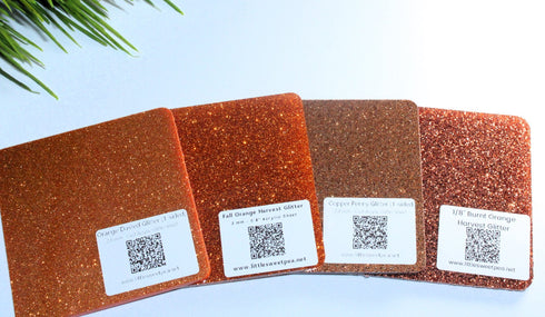 Scratch and Dent: Fall Orange Harvest Glitter - 1/8" Acrylic Sheet