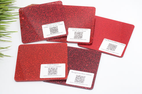 Scratch and Dent: Red Dusted Glitter - Single Sided - 1/8" Acrylic Sheet