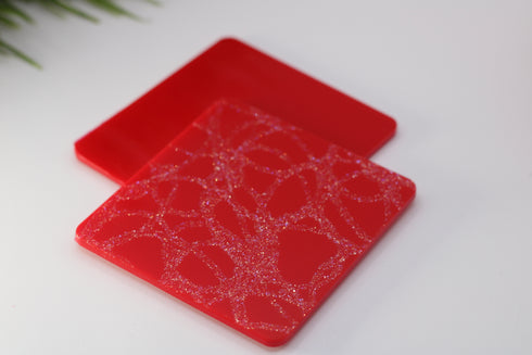 Red Cracked Ice - 1/8" Acrylic Sheet