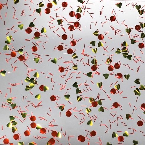 Gold Circle and Red Heart Confetti - 1/8" Acrylic Sheet