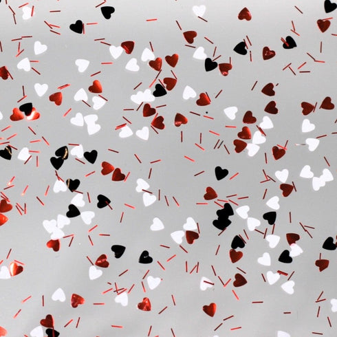 Red, Black and White Heart Confetti - 1/8" Acrylic Sheet