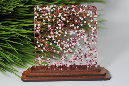 Pretty in Pink and White Heart Confetti - 1/8" Acrylic Sheet