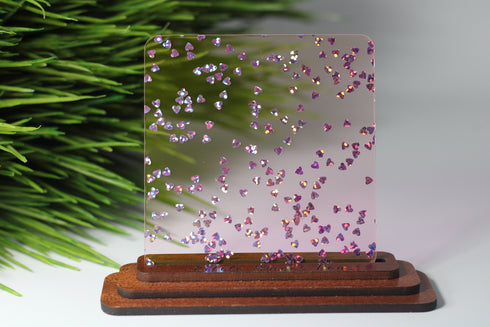 Tinted Pink Heart Confetti - 1/8" Acrylic Sheet
