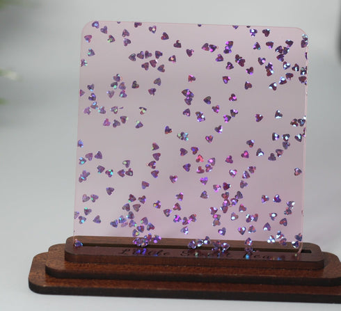 Tinted Pink Heart Confetti - 1/8" Acrylic Sheet