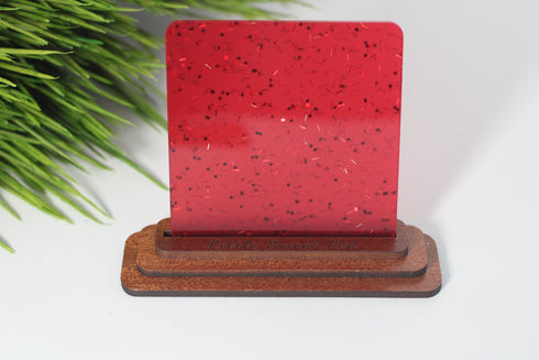 SURPLUS: Hazy Red Confetti Glitter - 1/8" Acrylic Sheet