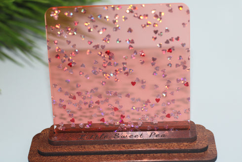 Tinted Red Heart Confetti - 1/8" Acrylic Sheet