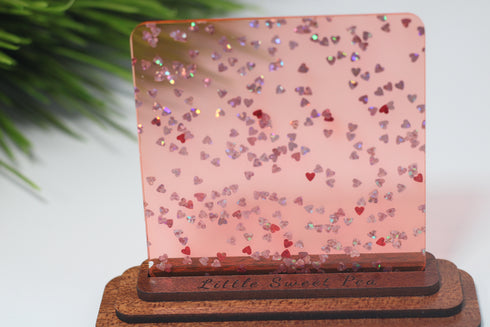 Tinted Red Heart Confetti - 1/8" Acrylic Sheet