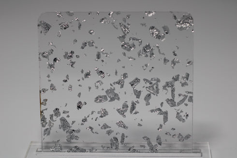 Silver Leaf Foil Flakes - 1/8" Acrylic Sheet