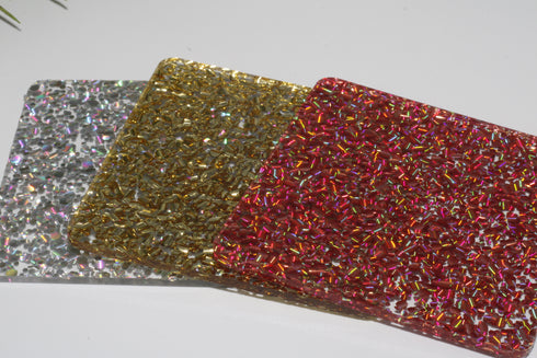 Chunky Disco Diva Gold Glitter - 1/8" Acrylic Sheet