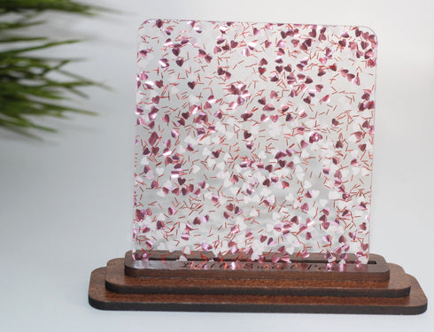 Pretty in Pink and White Heart Confetti - 1/8" Acrylic Sheet