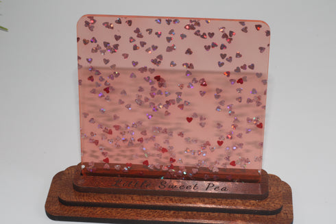 Tinted Red Heart Confetti - 1/8" Acrylic Sheet