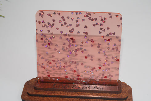 Tinted Red Heart Confetti - 1/8" Acrylic Sheet