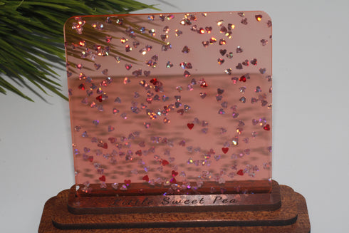 Tinted Red Heart Confetti - 1/8" Acrylic Sheet