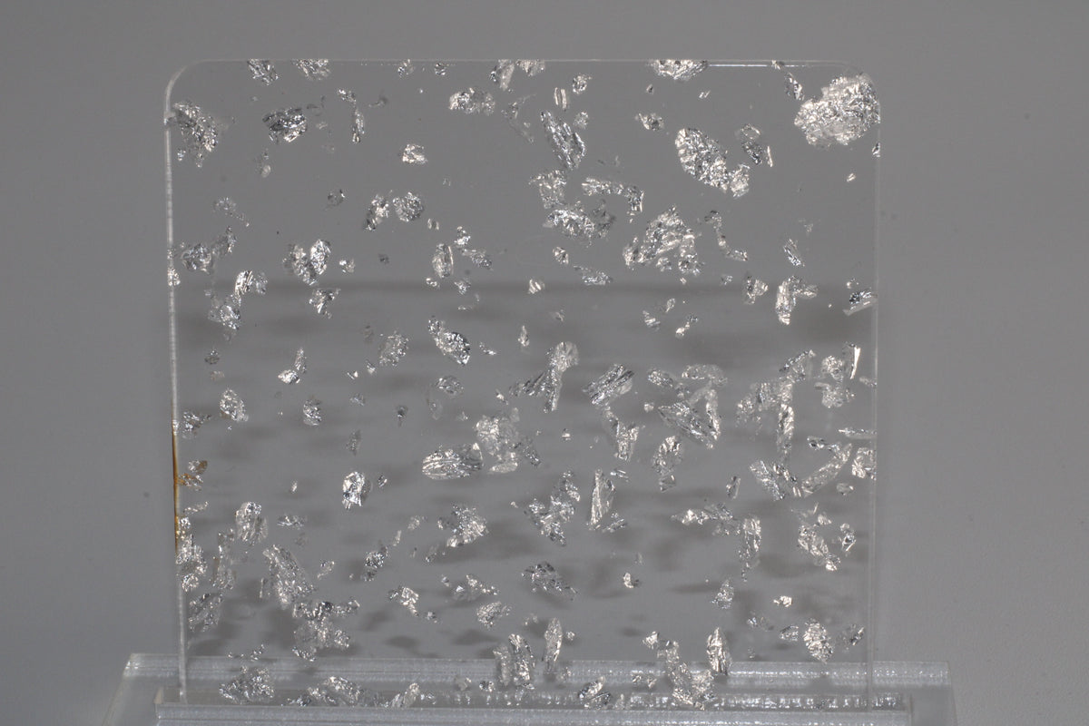 Silver Leaf Foil Flakes 1/8" Acrylic Sheet Little Sweet Pea Designs