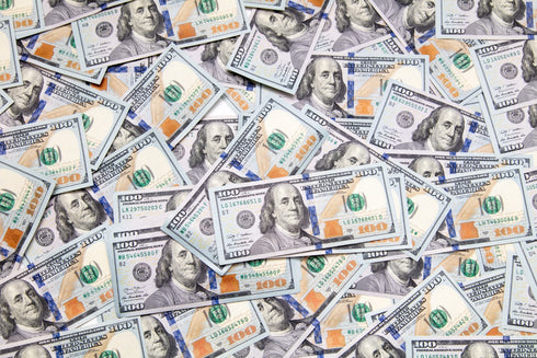 2390 - One Hundred Dollar Bills Close Up