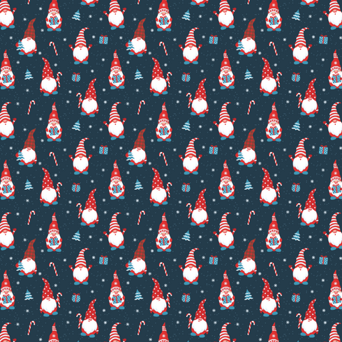 2651 - Christmas Gnomes on Blue (Micro)