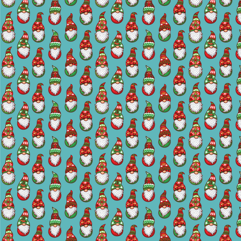 2658 - Christmas Gnomes on Teal (Micro)
