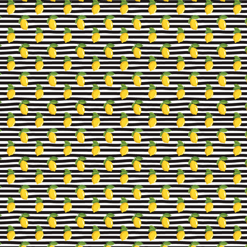 3125 - Lemons on Black and White Stripes