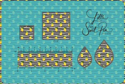 3125 - Lemons on Black and White Stripes