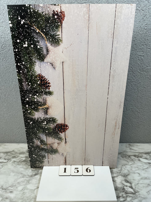 0156 - Winter Wood Background with Stars and Pinecones