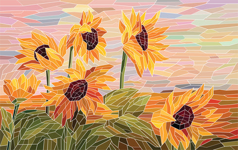 2663 - Sunflower Stain glass Mosaic Window