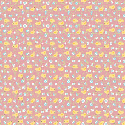 6077 - Baby Chicks and Blue Flowers