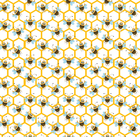 0532 - Micro Bees on Honeycomb Hive Yellow