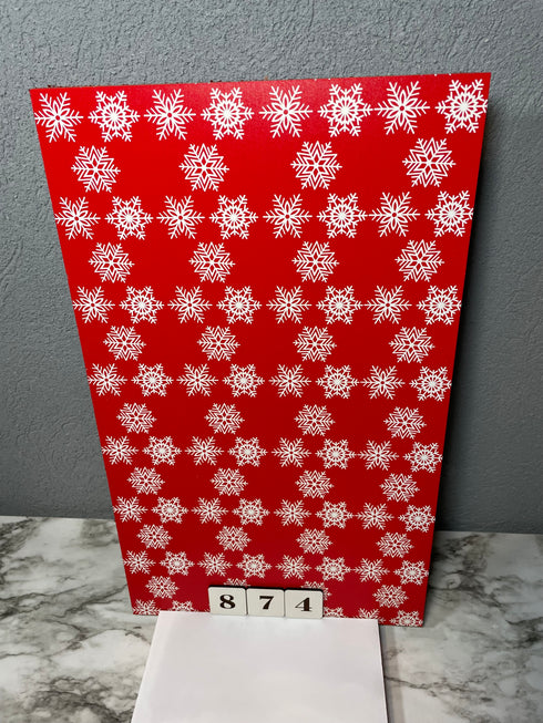 0874 - White Snowflakes on Red