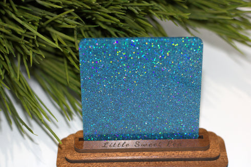 Cyan Holographic Blue Glitter - 1/8" Acrylic Sheet